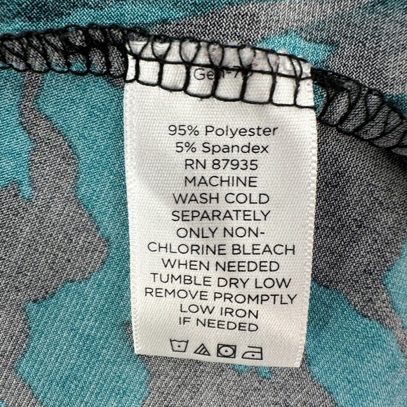 Susan Graver Liquid Knit Teal Black Abstract Stretch 3/4 Sleeve‎ Dress Size XL - Picture 5 of 7